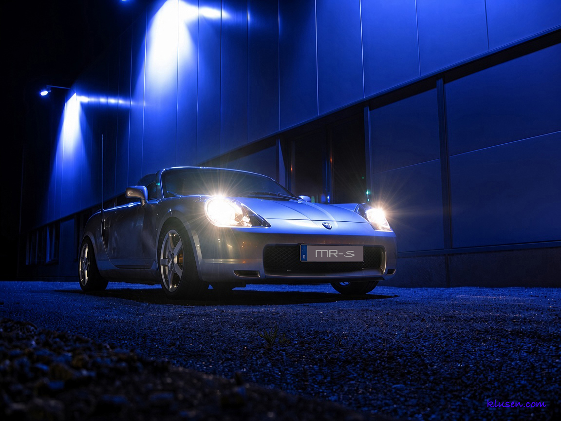 Roadster Toyota MR-S under blue spotlights